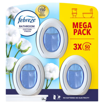 Febreze Bathroom, Air Freshener Cotton Fresh,  3 Units