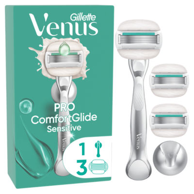 Gillette Venus Pro ComfortGlide Sensitive Razor Handle with 3 Blades