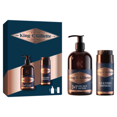 KING C GILLETTE King C. Gillette King C.  Beard Kit With 3in1 Beard, Face & Hair Wash+Face & Stubble Moisturiser