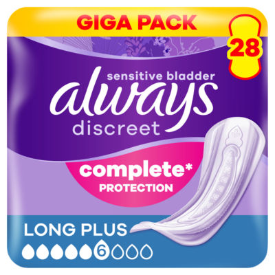 Always Discreet Incontinence Pads Women Long Plus 28 Count
