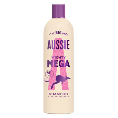 Aussie Mighty Mega Shampoo 400ml. Gently Cleansing Shampoo for Soft and Shiny Hair
