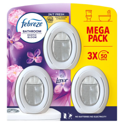 Febreze Bathroom Continuous Air Freshener Exotic Bloom 3Ct