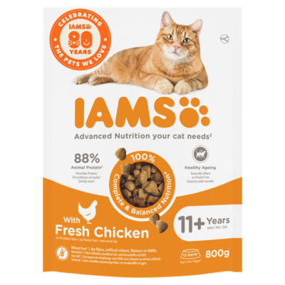 Iams Advanced Nutrition Senior 11+ Dry Cat Food Chicken 800g