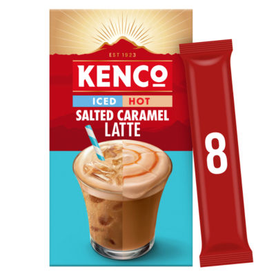 Kenco Iced Hot Salted Caramel Latte Instant Coffee Sachets X8