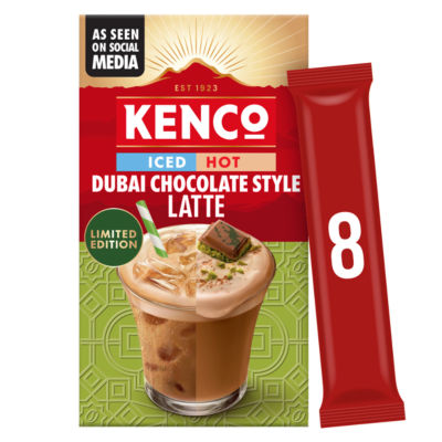 Kenco Limited Edition Iced Hot Dubai Chocolate Style Latte Coffee Sachets x8
