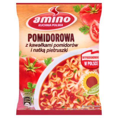 Amino tomato soup with noodles