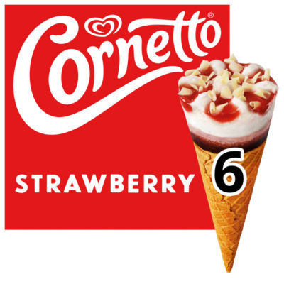 Cornetto Cream Strawberry Ice Cones 6 X 90Ml