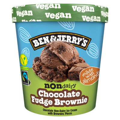 Ben & Jerrys Non Dairy Vegan Chocolate Fudge Brownie Ice Cream Tub 465ml