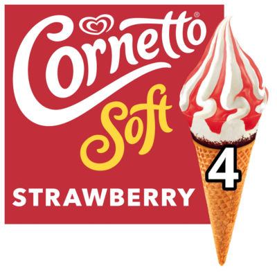 Soft Ice cream cone Strawberry 4x 560 ml