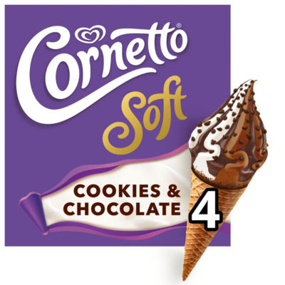 Cornetto Soft Cookie & Chocolate Ice Cream Cones 4x 140 ml