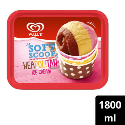 Walls Wall's soft scoop neapolitan Ice Cream Tub 1800ml