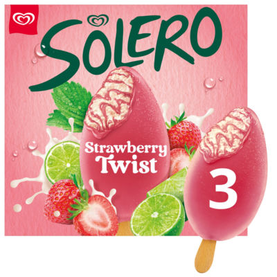 Solero Cream Strawberry Twist Ice Sticks 3 X 90Ml