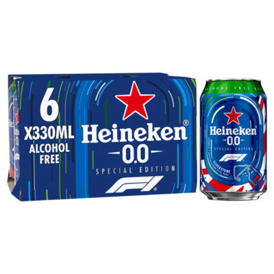 Heineken 0.0 Alcohol Free Premium Lager Beer 0% ABV Cans 6x330ml