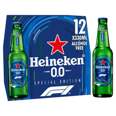 Heineken 0.0 Alcohol Free Premium Lager Beer Bottles 0% ABV 12x330ml