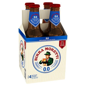 Birra Moretti Zero Premium Alcohol Free Lager 0.0% Bottles 4 X 330Ml