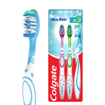 Colgate Max White Medium Manual Toothbrush X3