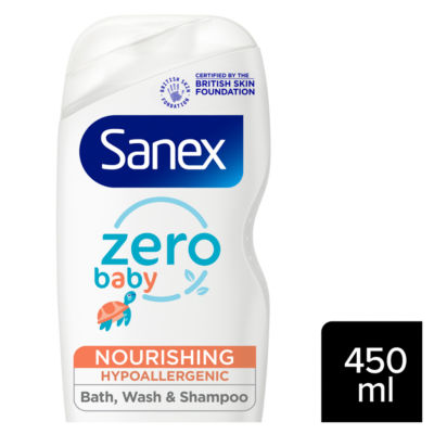 Sanex Zero% Baby Hypoallergenic Nourishing Bath Wash & Shampoo 450ml