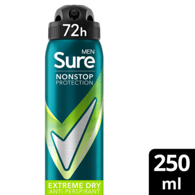 Sure Men's 'Antiperspirant' 72H Protection Extreme Dry Deodorant, 3x250ml in White
