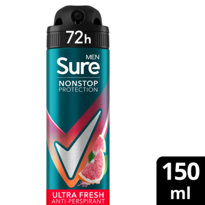 Sure Men's Protection 72H 'Anti-Perspirant Deodorant' Ultra Fresh, 3x150ml in White