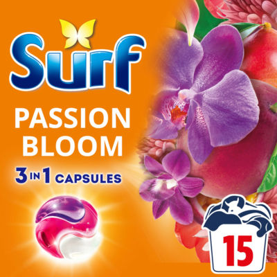 Surf 3 in 1 Passion Bloom Laundry Washing Detergent Capsules 15 washes
