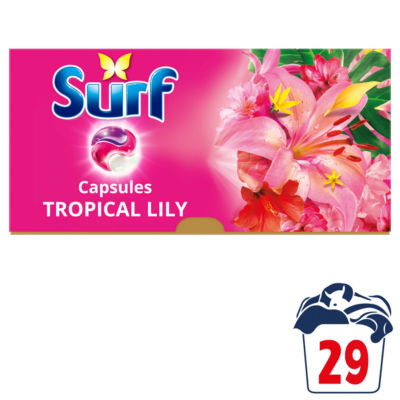 Surf 3 in 1 Laundry Washing Detergent Capsules Tropical Lily 29 washes