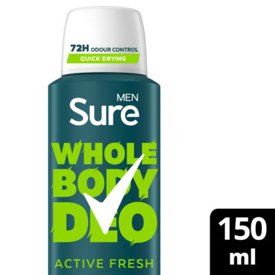 Sure Men Active Fresh Whole Body Deodorant Spray 72h Odour Control 150ml