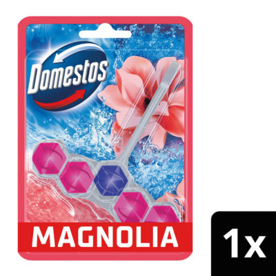 Domestos Power 5 Toilet Rim Block Freshener Pink Magnolia 50g