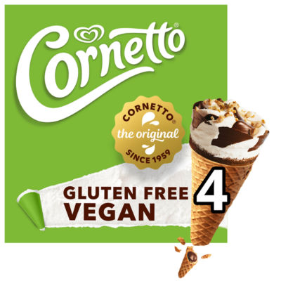 Cornetto Gluten Free & Vegan Ice Cream Cones 4x 90 ml - ASDA Groceries