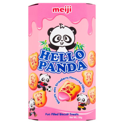 Meiji Hello Panda Biscuits with Strawberry Flavoured Filling 50g