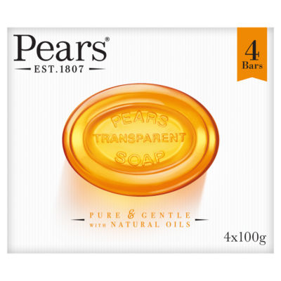 Pears Transparent Soap Bar With Natural Oils 4 X 100G