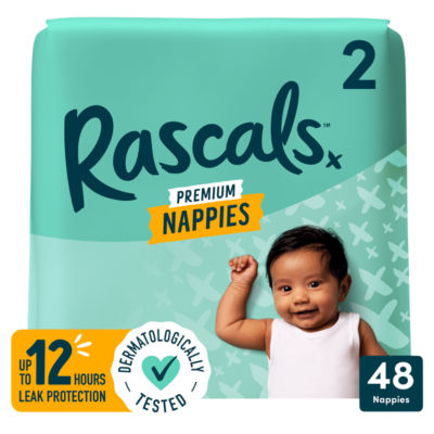 RASCALS Premium Nappies, Size 2, 48 Count - ASDA Groceries