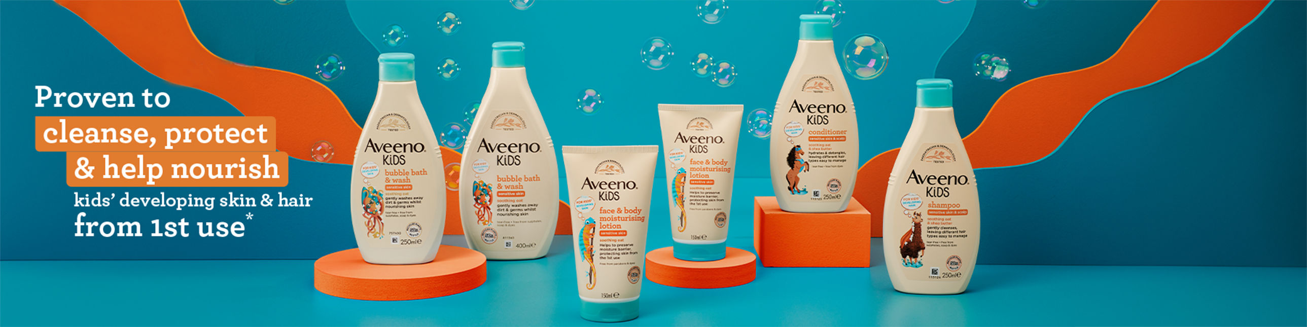 Proven to cleanse, protect & help nourish kids' developing skin & hair from 1st use