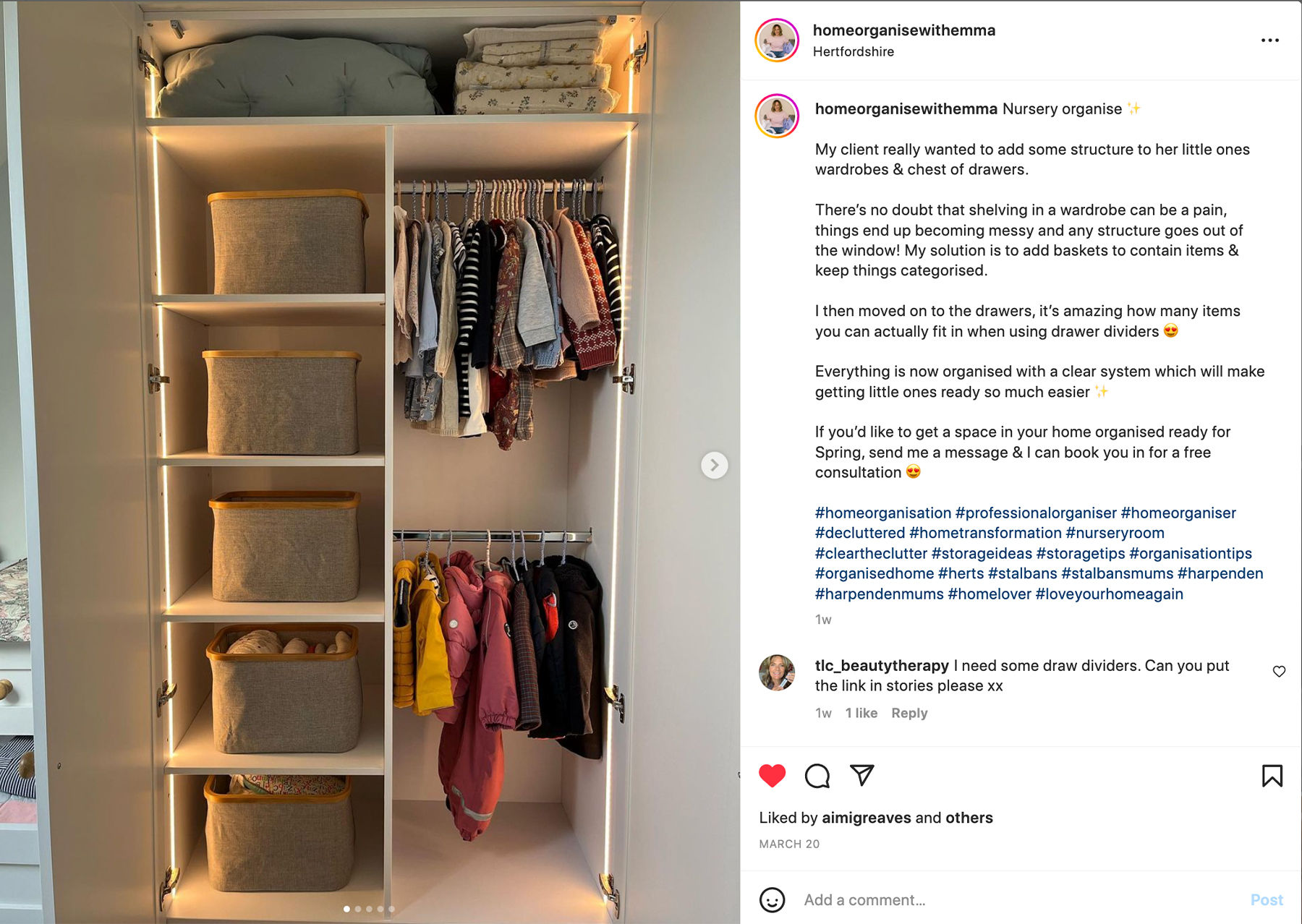 Homeorganisewithemma instagram post