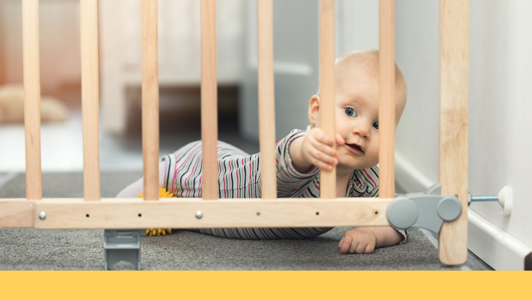 Baby behind a baby gate