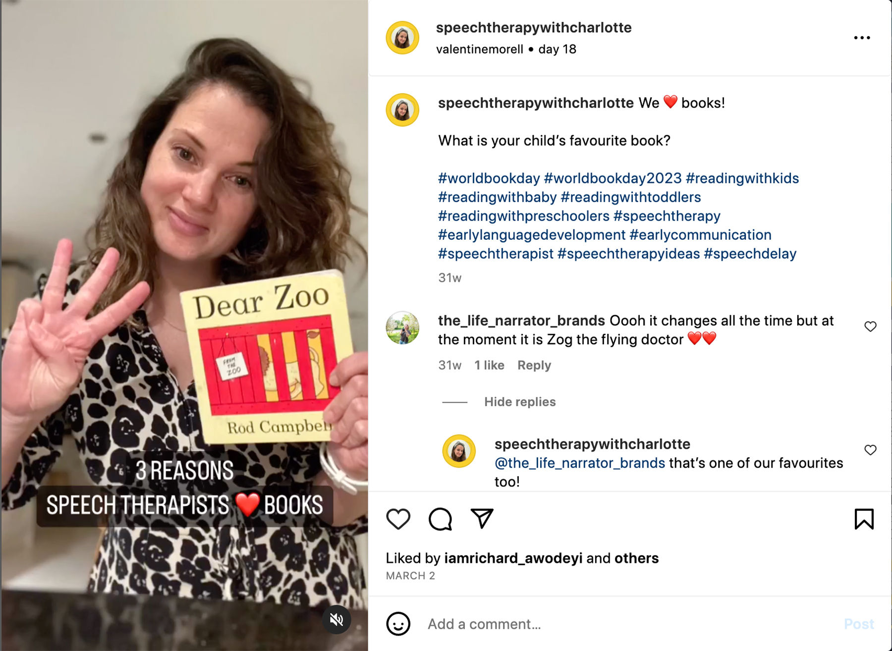 Read to your Baby - Instagram Screenshot