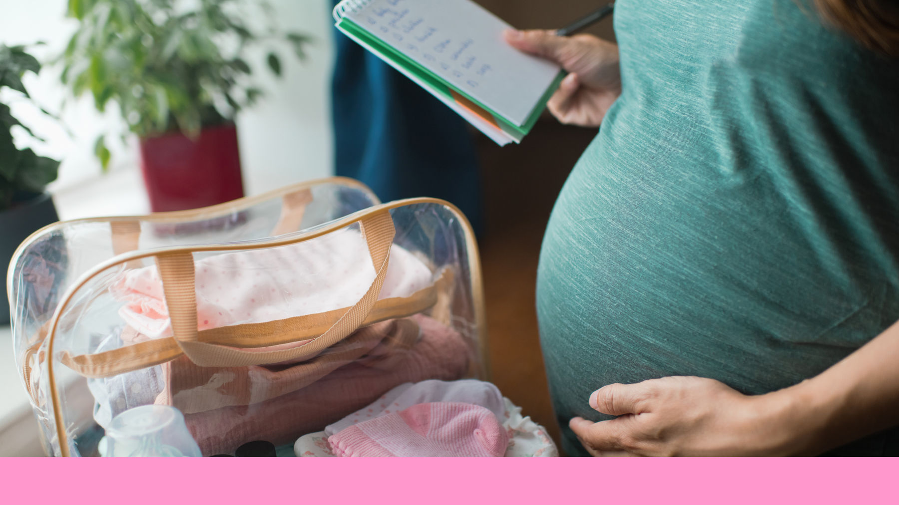 Pregnant woman packing a bag