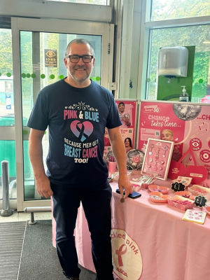 Asda Cannock customer Darren Pallet is using his personal experience with breast cancer to support Asda Tickled Pink