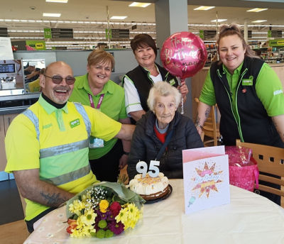 Asda Gosforth celebrates customer Sylvia's 95th birthday