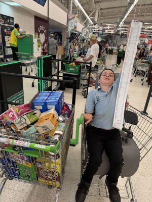 Harry Goodwin with the supplies he bought for Grantham Food Bank at Asda Grantham