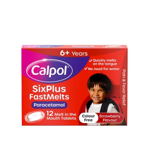Calpol Six Plus Fast Melts 6+ Years Strawberry Flavour 12 tablets