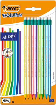 BIC Evolution Stripes Pencils 8 Pack