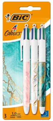 BIC 4 Colours Marble Pens, Pack of 3