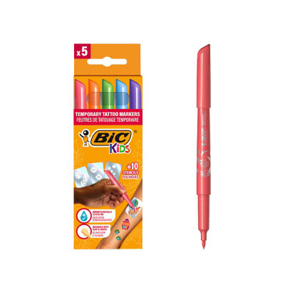 Bic Kids Kids Temp Tattoo 5x Markers 10x Stencils