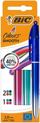BIC 4 Colours Smooth Ball Pen 3 Pack