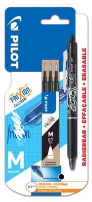 Pilot Frixion Clicker Erasable Rollerball Pen, Pack of 3, Black