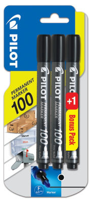 Pilot Permanent Marker Black 3 Pack