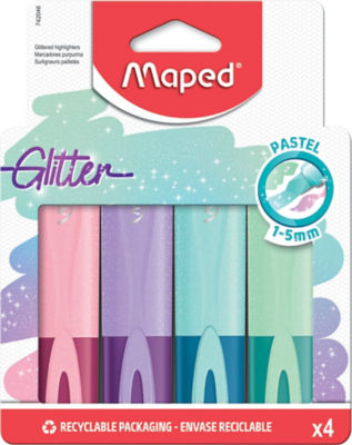 MAPED Glitter Pastel Highlighters 4 Pack