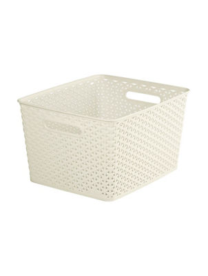 CURVER Large 18L My Style Large Rectangular White Storage Basket Vintage