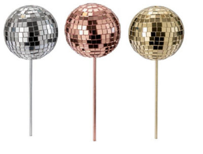 George Home Disco Ball Garden Stakes 3 Pack 6x6x6cm (Styles May Vary)