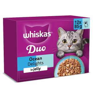 Whiskas Duo Ocean Delights Adult Cat Food Pouches Jelly 12x85g